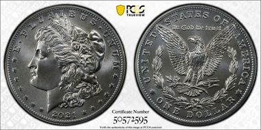 2021-CC Privy $1 Morgan Dollar 100th Anniversary MS70