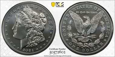 2021-S $1 Morgan Dollar 100th Anniversary MS70