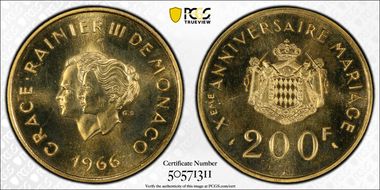 1966 200 Fr 10th Wedding Anniv. Gad-MC167 MS66