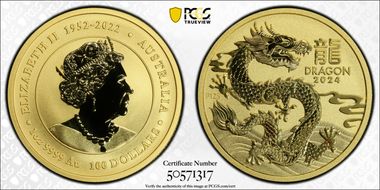 2024-P125 $100 Year of the Dragon Au MS70