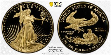 1986-W $50 Gold Eagle PR69DCAM