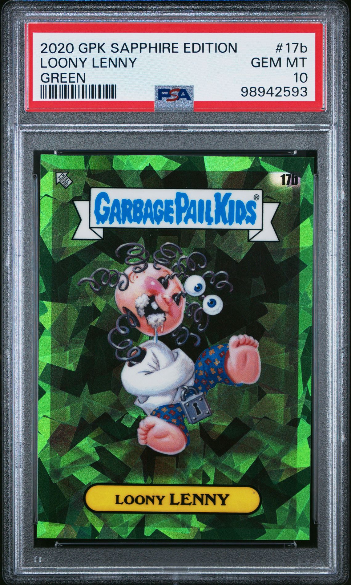 2020 Topps GARBAGE PAIL KIDS SAPPHIRE EDITION GREEN #17B Loony Lenny front