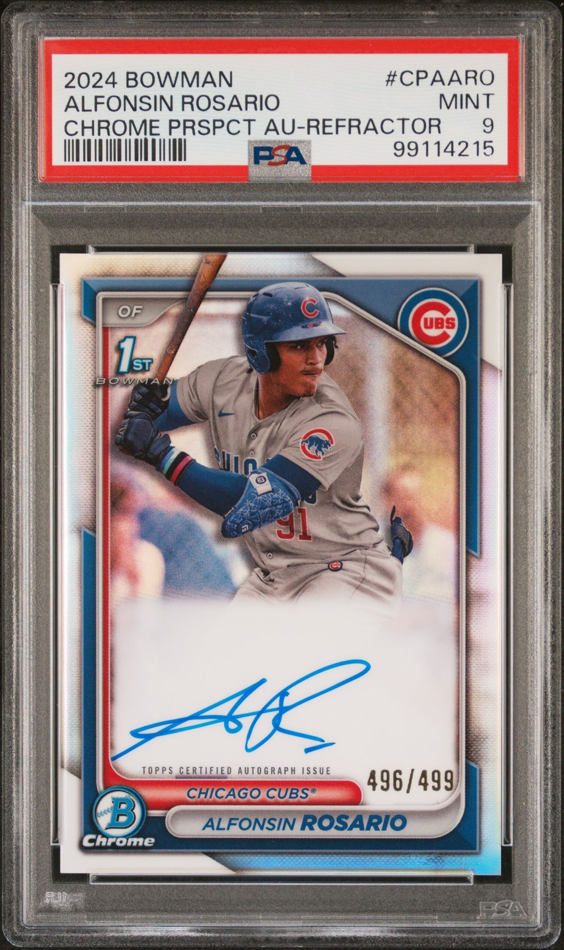 2024 Bowman Chrome Prospect Autographs Alfonsin Rosario #Cpaaro (Chrome Prspct Au-Refractor) Mint 9 front