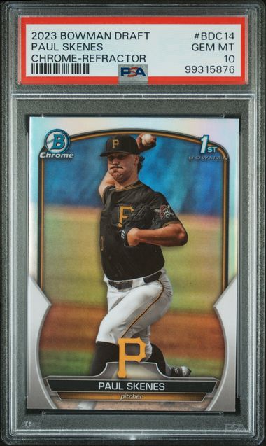 2023 Bowman Bowman Draft Refractor #BDC-14 Draft Paul Skenes Chrome-Refractor front