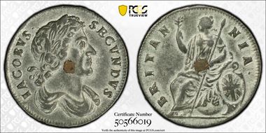 1686 1/2D S-3419 Tin James II MS62