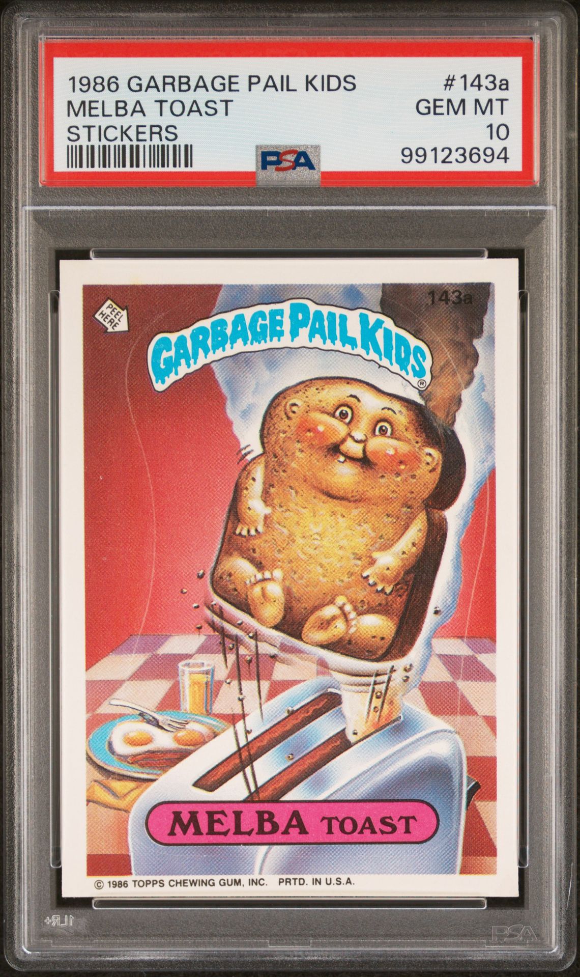 1986 Topps Garbage Pail Kids #143A Melba Toast front