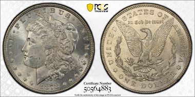 1878 7TF $1 VAM 187, Doubled R MS61