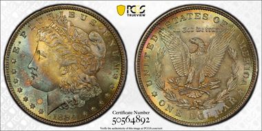 1884 $1 VAM 5, Doubled Ear MS65