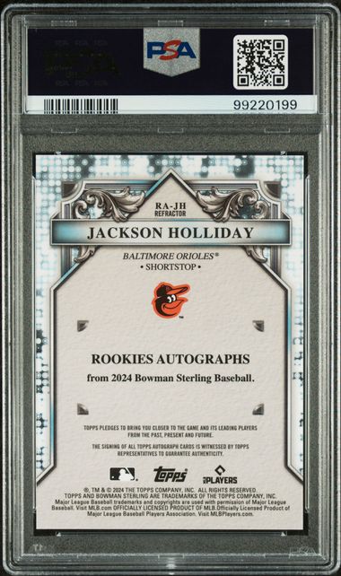 2024 Bowman Sterling Rookies Autographs Jackson Holliday #Rajh (Rookies Auto-Refractor) Mint 9 back