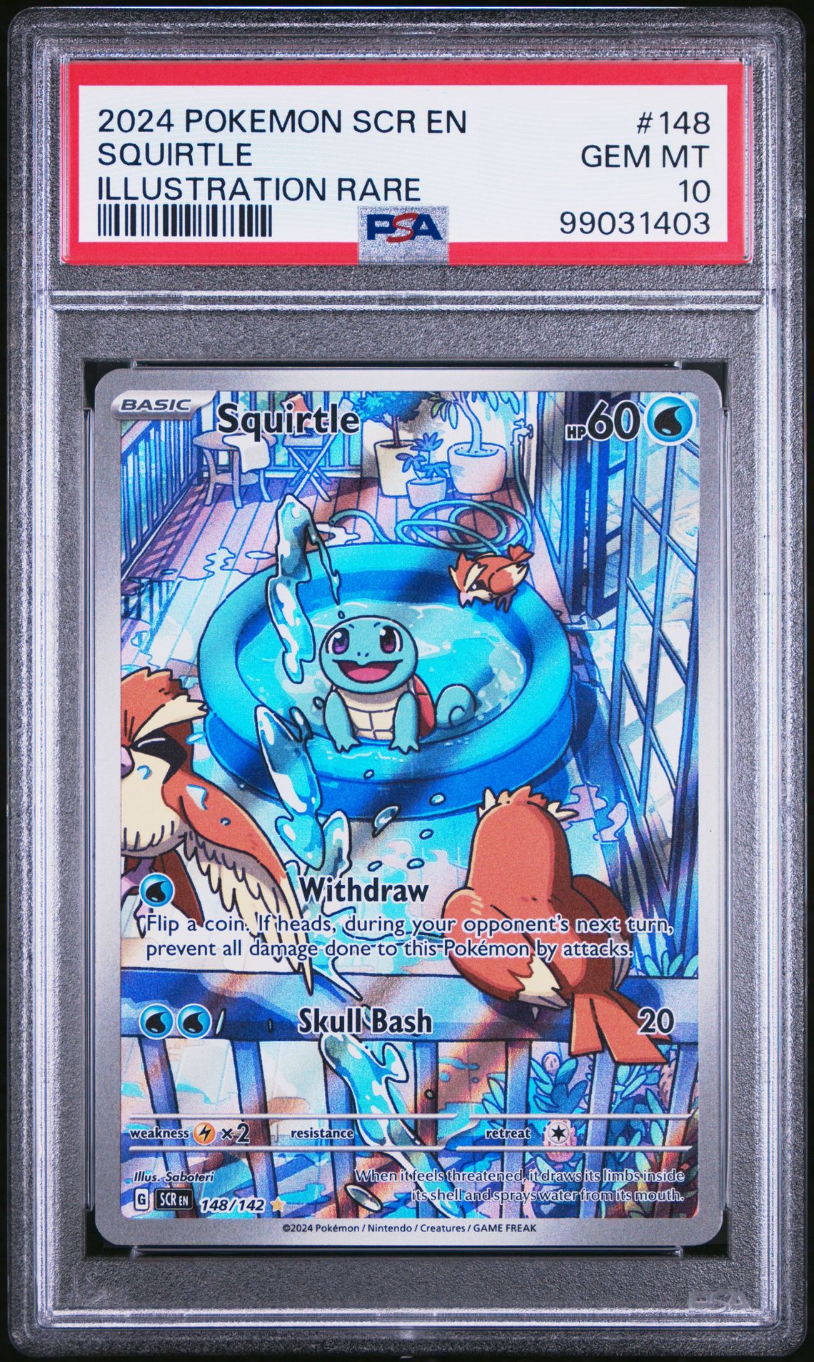 2024 Pokemon POKEMON SCR EN-STELLAR CROWN Illustration Rare #148 Squirtle front
