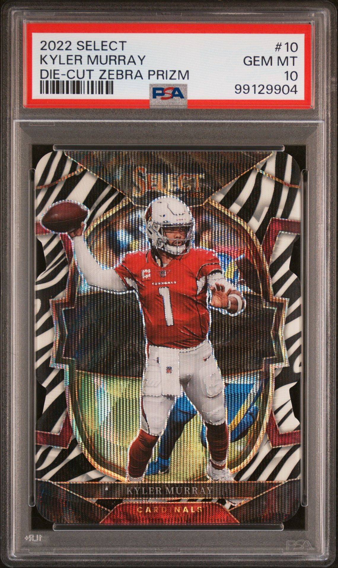 2022 Panini PANINI SELECT DIE-CUT ZEBRA PRIZM #10 Kyler Murray front