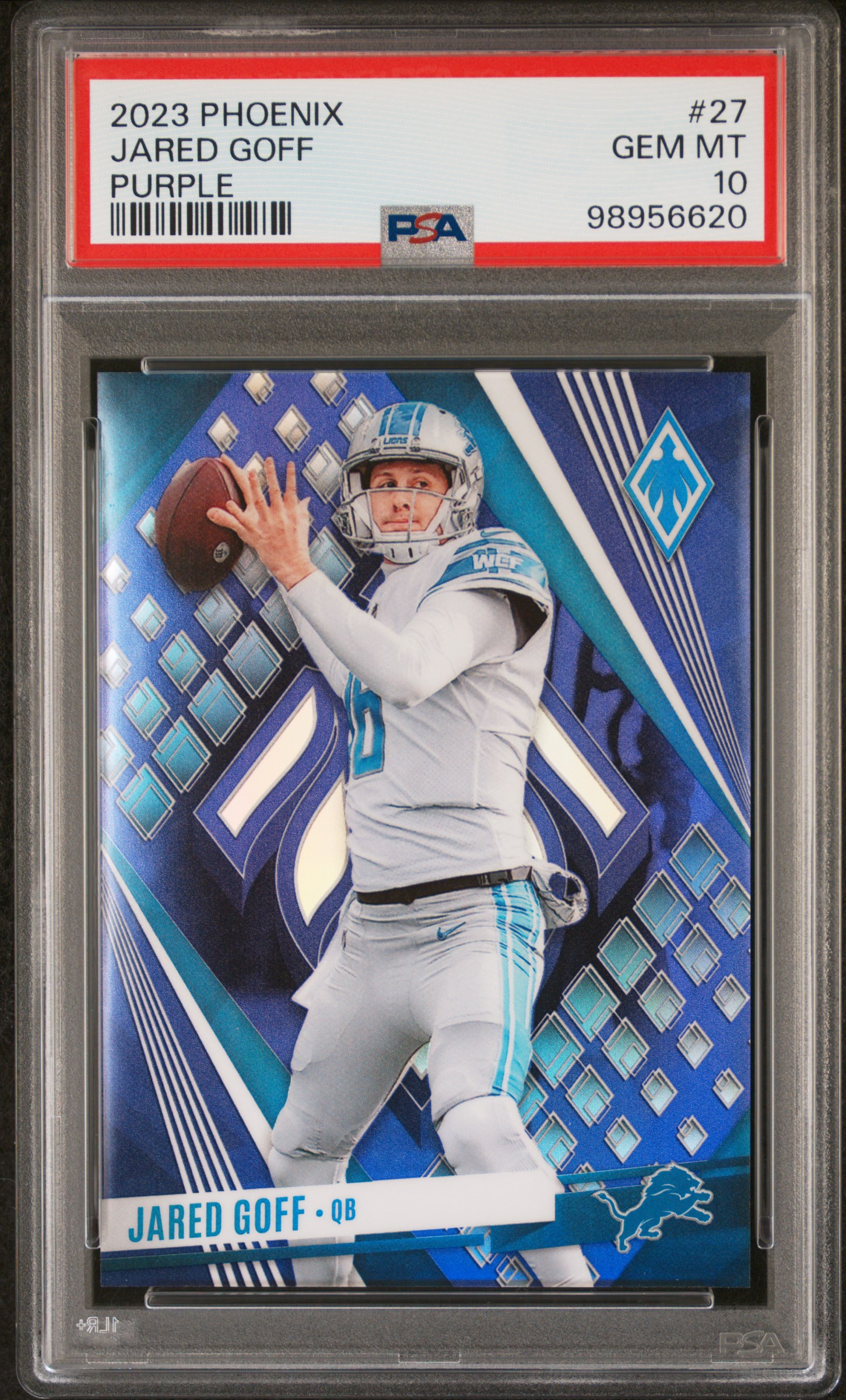 2023 Panini Phoenix Jared Goff #27 (Purple) Gem Mt 10 front
