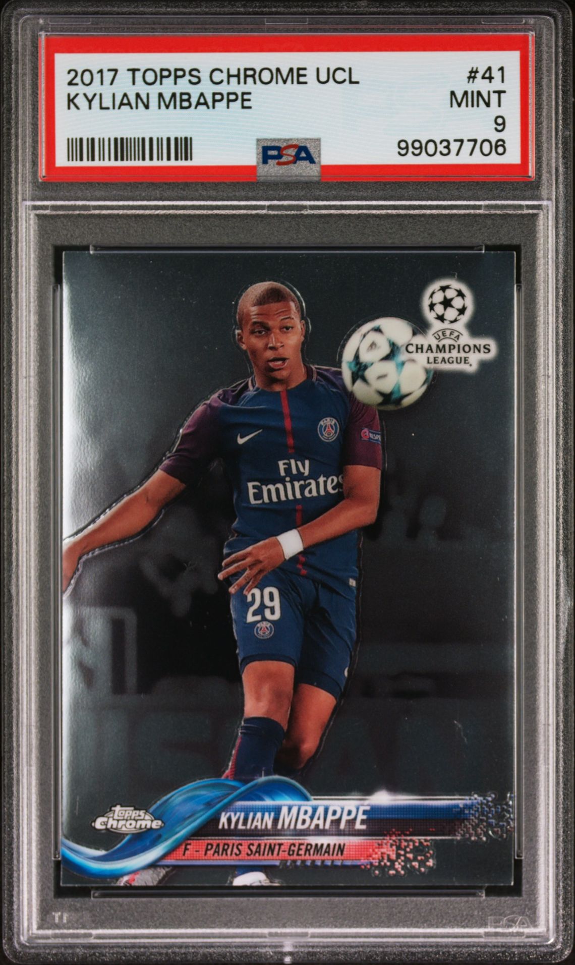 2017 Topps Chrome Uefa Champions League Kylian Mbappe #41 Mint 9 front