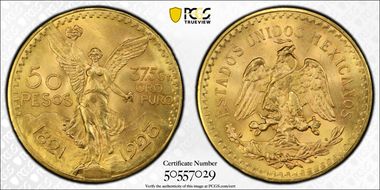 1923 50 Peso KM-481  Au MS65
