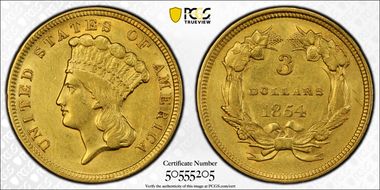 1854 $3 AU55