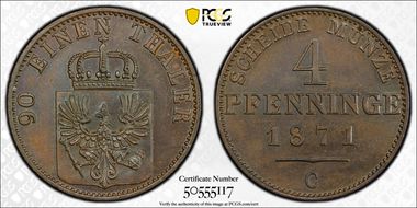 1871-C 4 Pfg MS63BN
