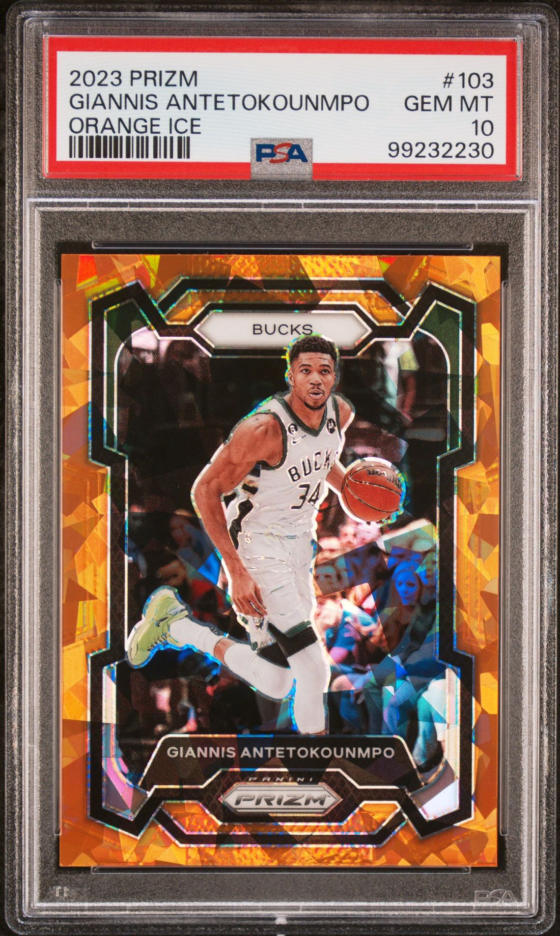 2023 Panini PANINI PRIZM ORANGE ICE #103 Giannis Antetokounmpo front