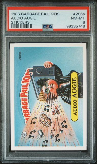 1986 Topps Garbage Pail Kids Series 5 STICKERS #206B Audio Augie front