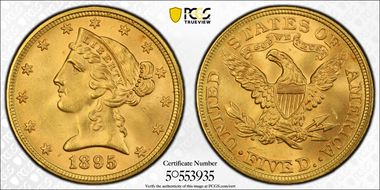 1895 $5 MS66