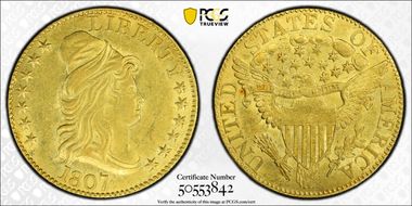1807 $5 Draped Bust AU58