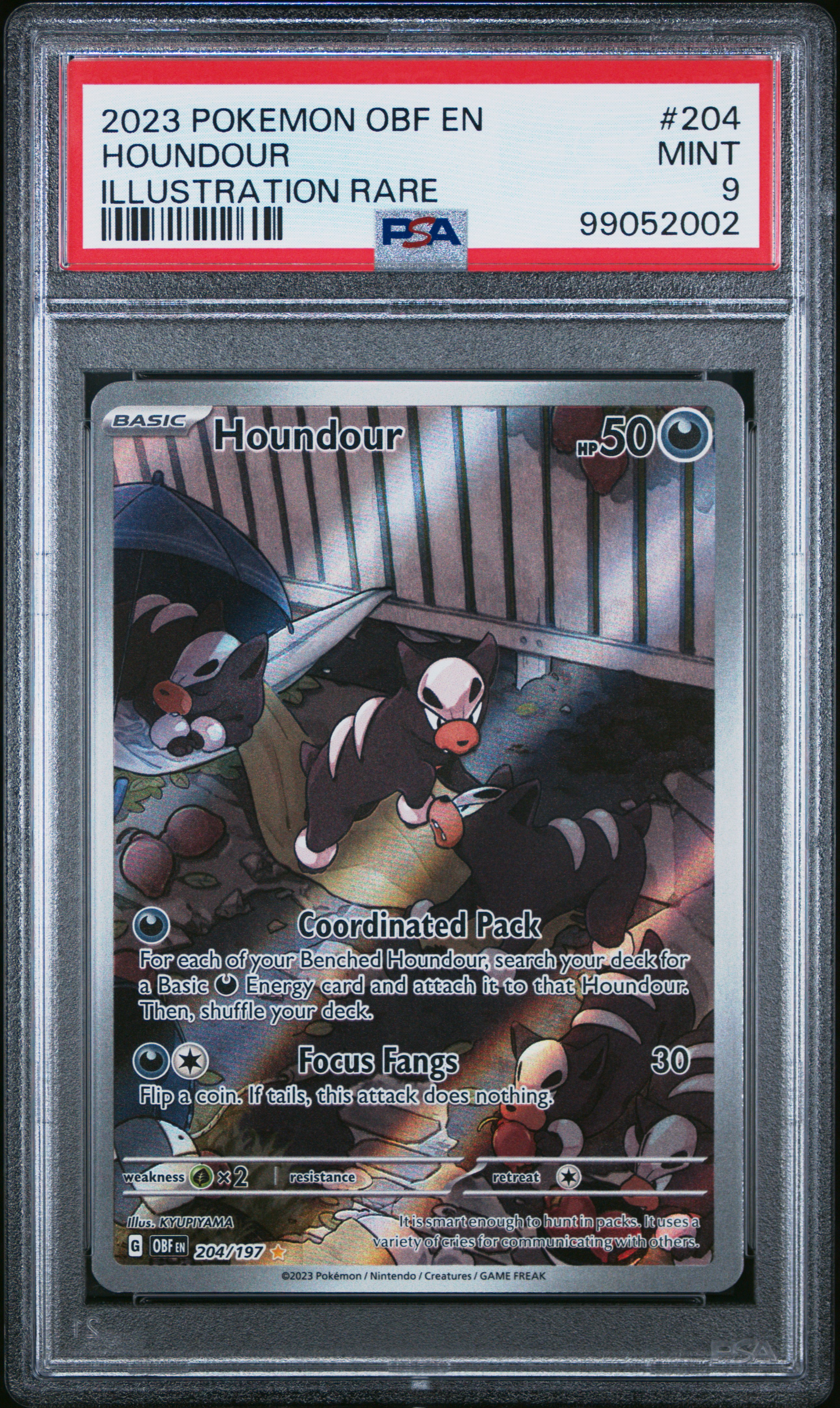 2023 Pokemon Obf En-Obsidian Flames Houndour #204 (Illustration Rare) Mint 9 front