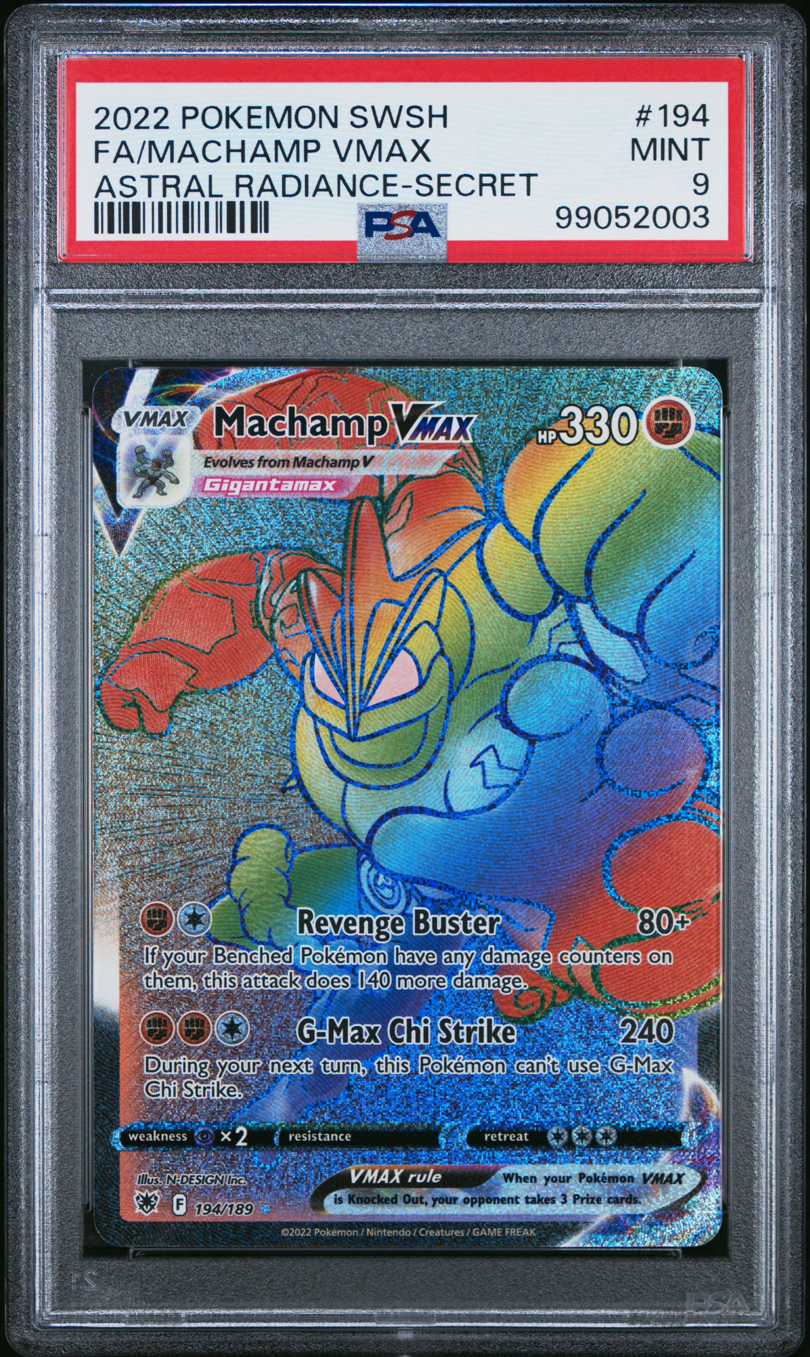 2022 Pokemon Sword & Shield Astral Radiance Fa/Machamp Vmax #194 (Astral Radiance-Secret) Mint 9 front