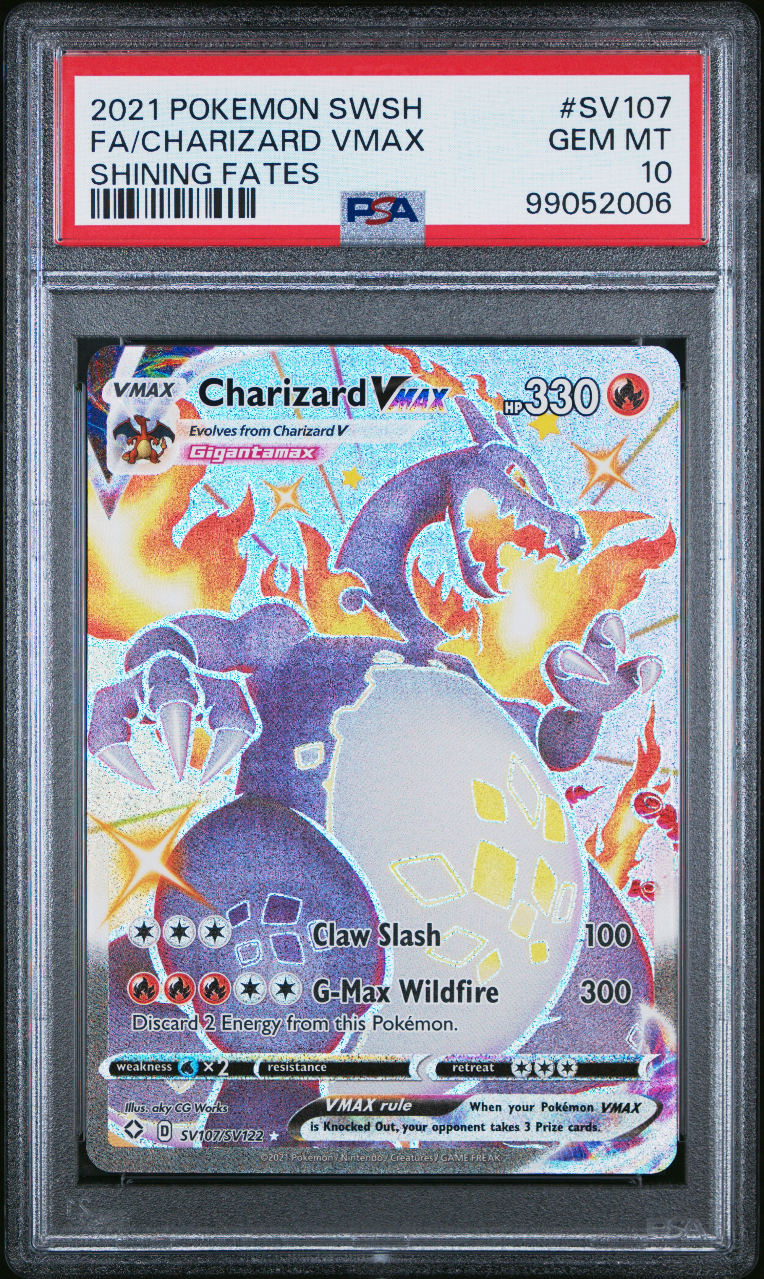 2021 Pokemon Sword & Shield Shining Fates Fa/Charizard Vmax #Sv107 (Shining Fates) Gem Mt 10 front
