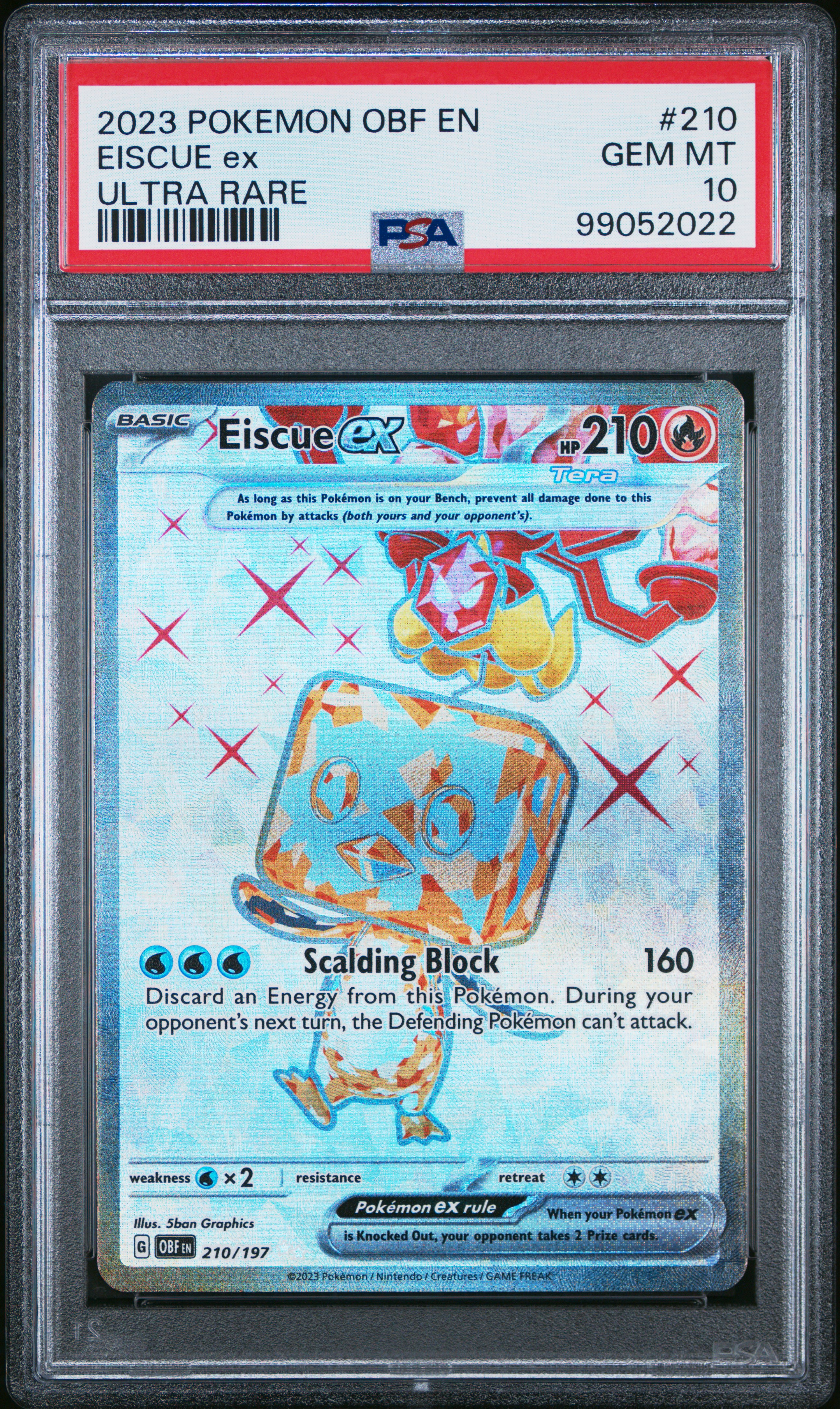 2023 Pokemon Obf En-Obsidian Flames Eiscue Ex #210 (Ultra Rare) Gem Mt 10 back