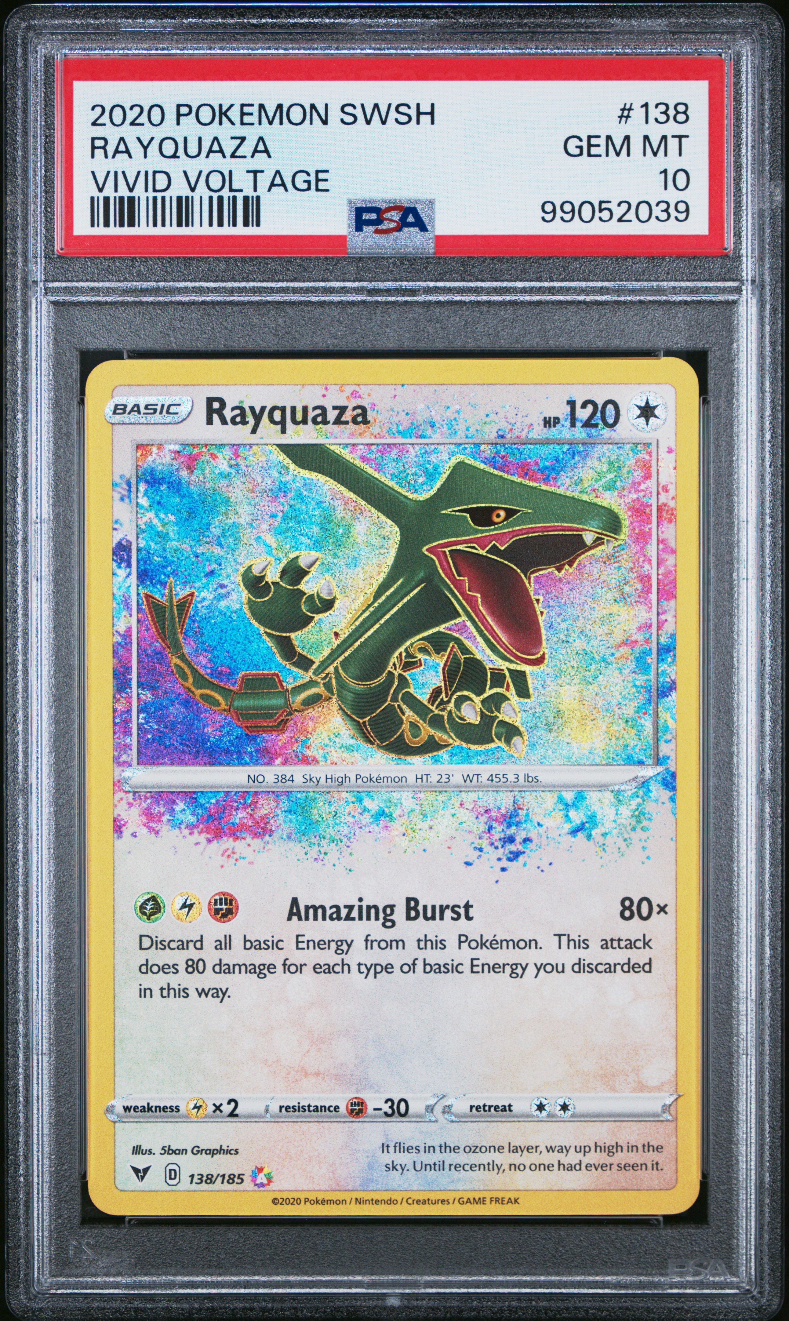 2020 Pokemon Sword & Shield Vivid Voltage Rayquaza #138 (Vivid Voltage) Gem Mt 10 back