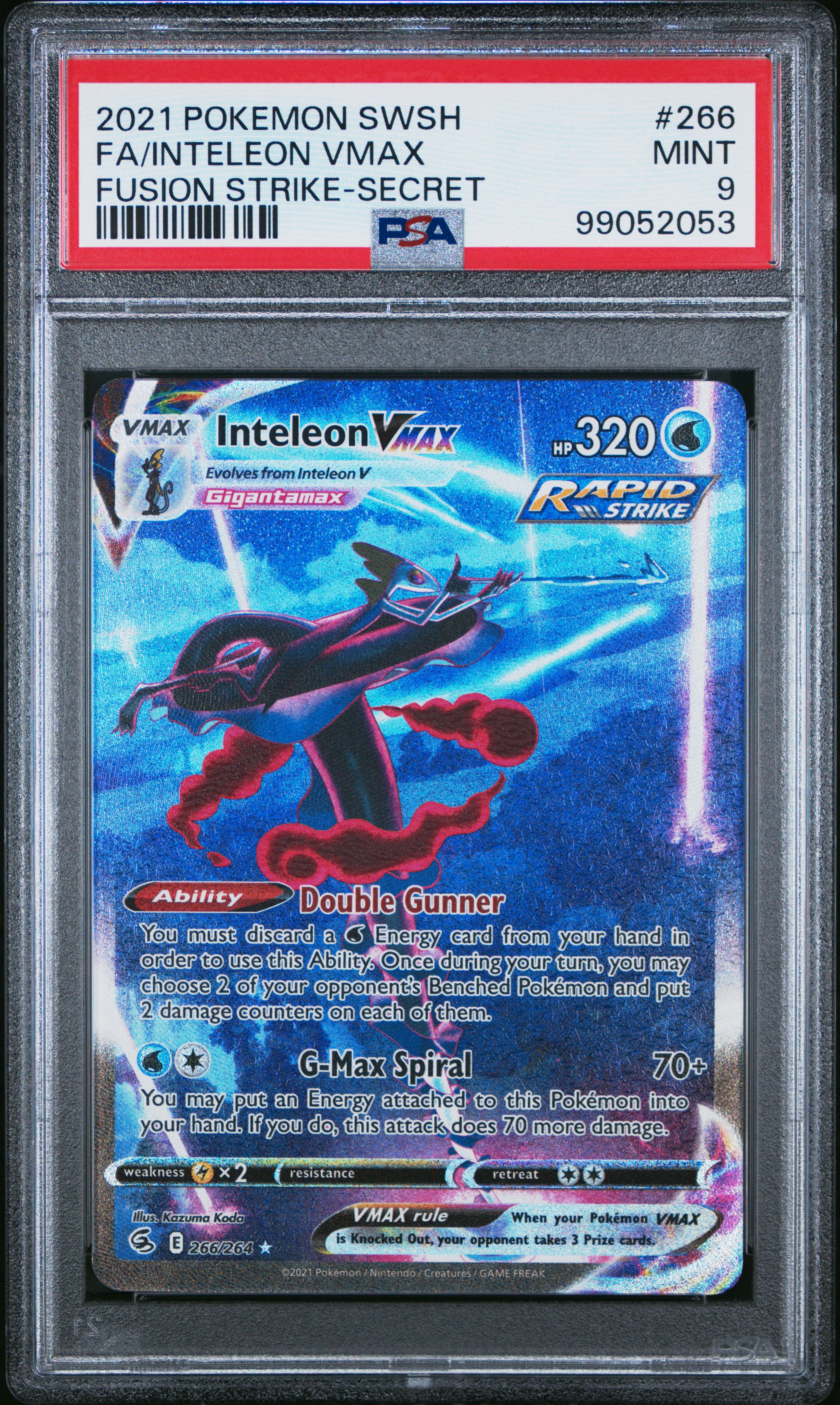 2021 Pokemon Sword & Shield Fusion Strike Fa/Inteleon Vmax #266 (Fusion Strike-Secret) Mint 9 front