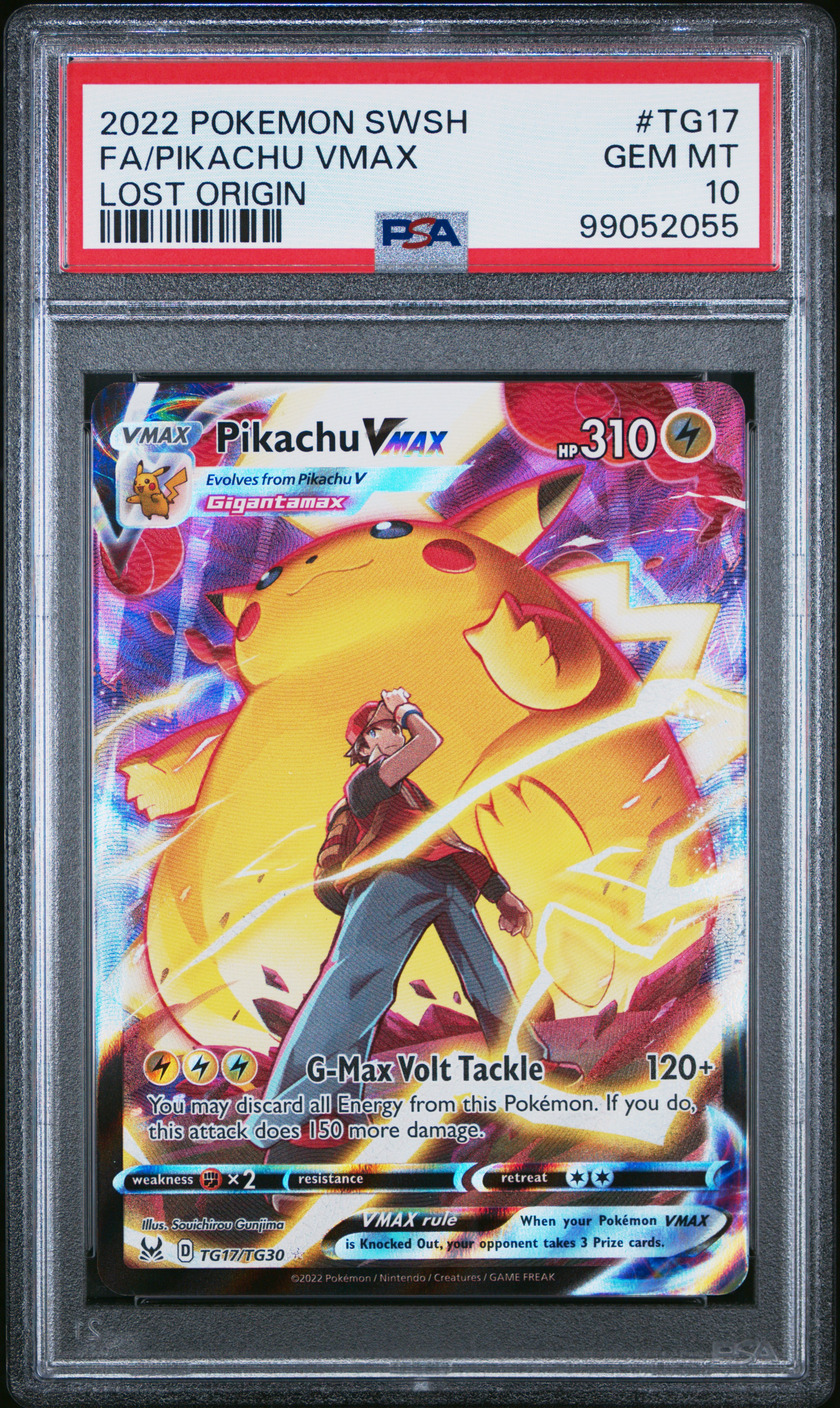 2022 Pokemon Sword & Shield Lost Origin Fa/Pikachu Vmax #Tg17 (Lost Origin) Gem Mt 10 front