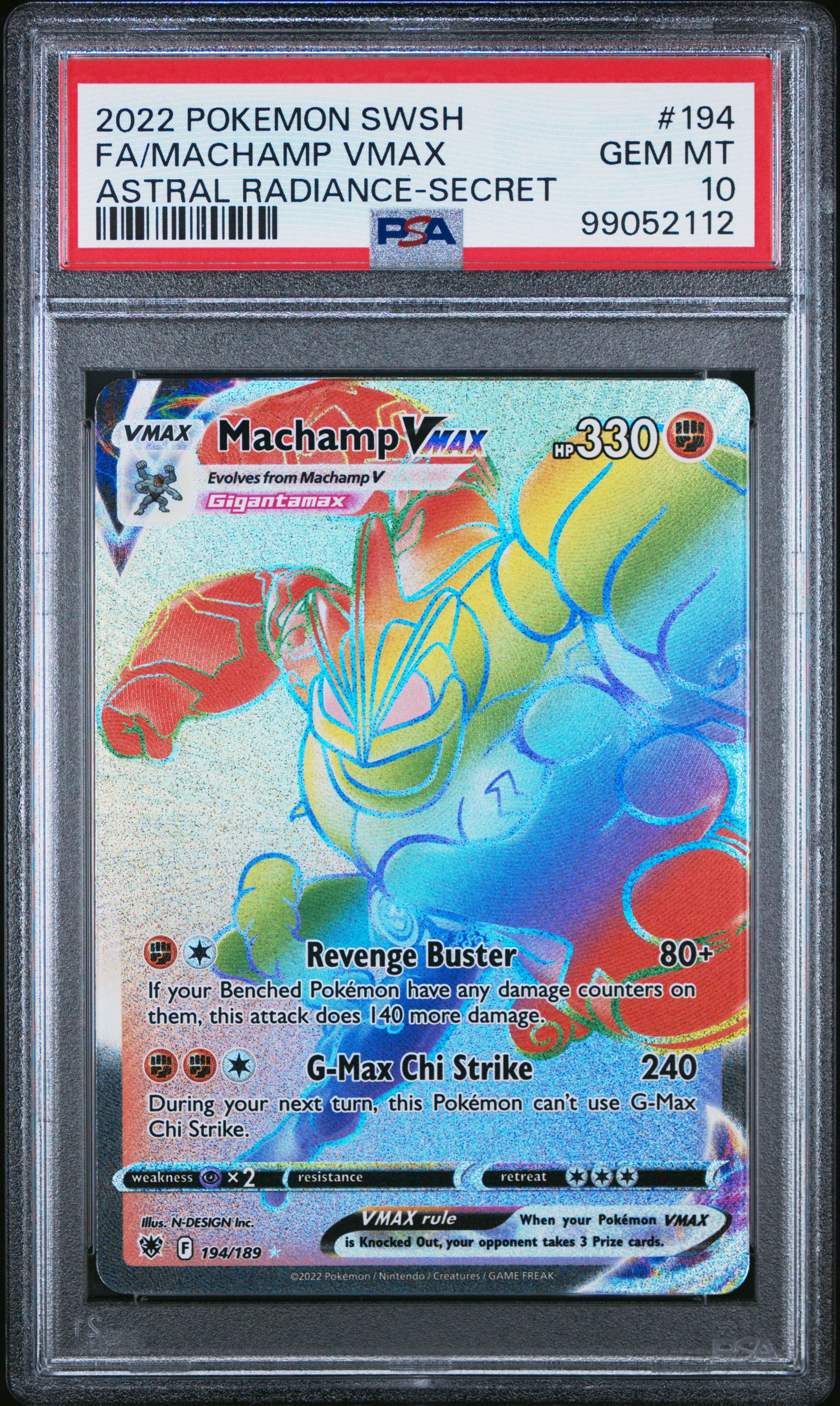 2022 Pokemon Sword & Shield Astral Radiance Fa/Machamp Vmax #194 (Astral Radiance-Secret) Gem Mt 10 front