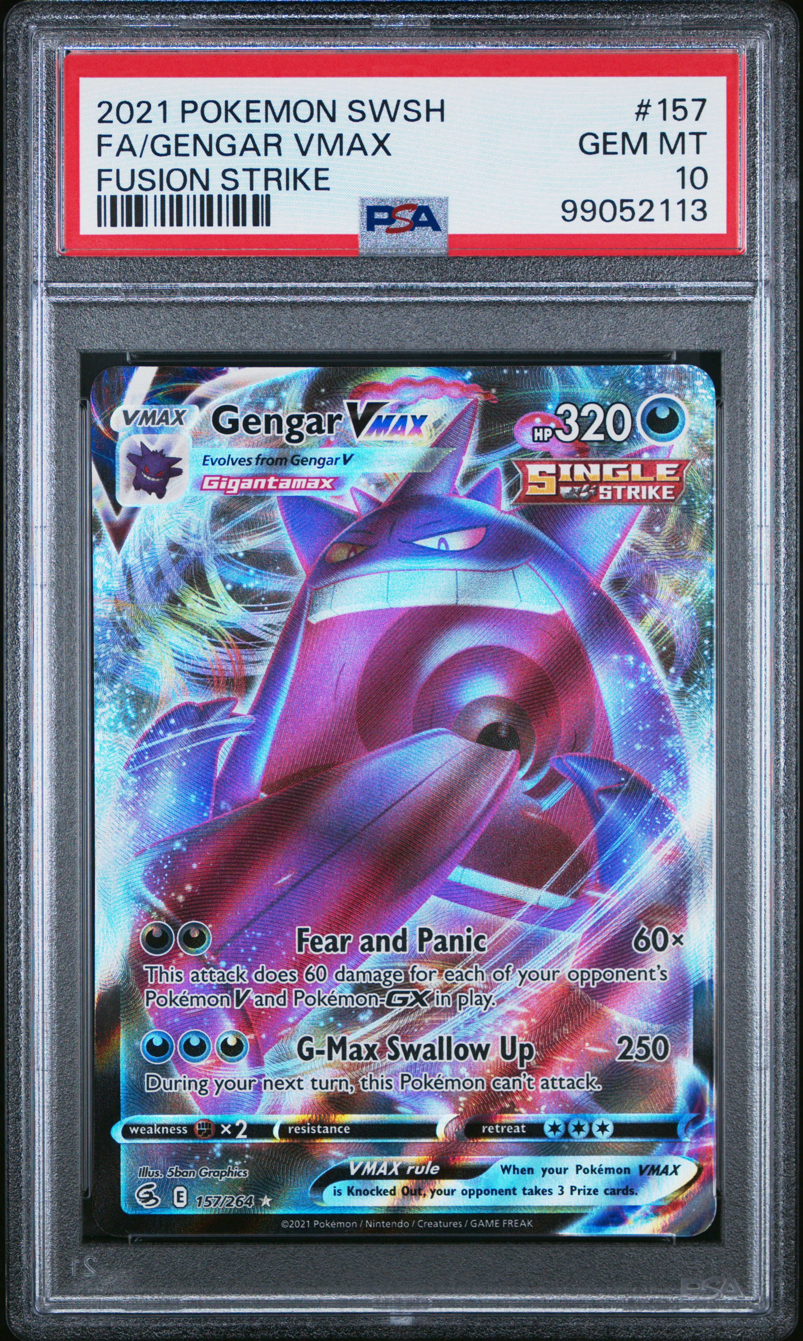 2021 Pokemon Sword & Shield Fusion Strike Fa/Gengar Vmax #157 (Fusion Strike) Gem Mt 10 front