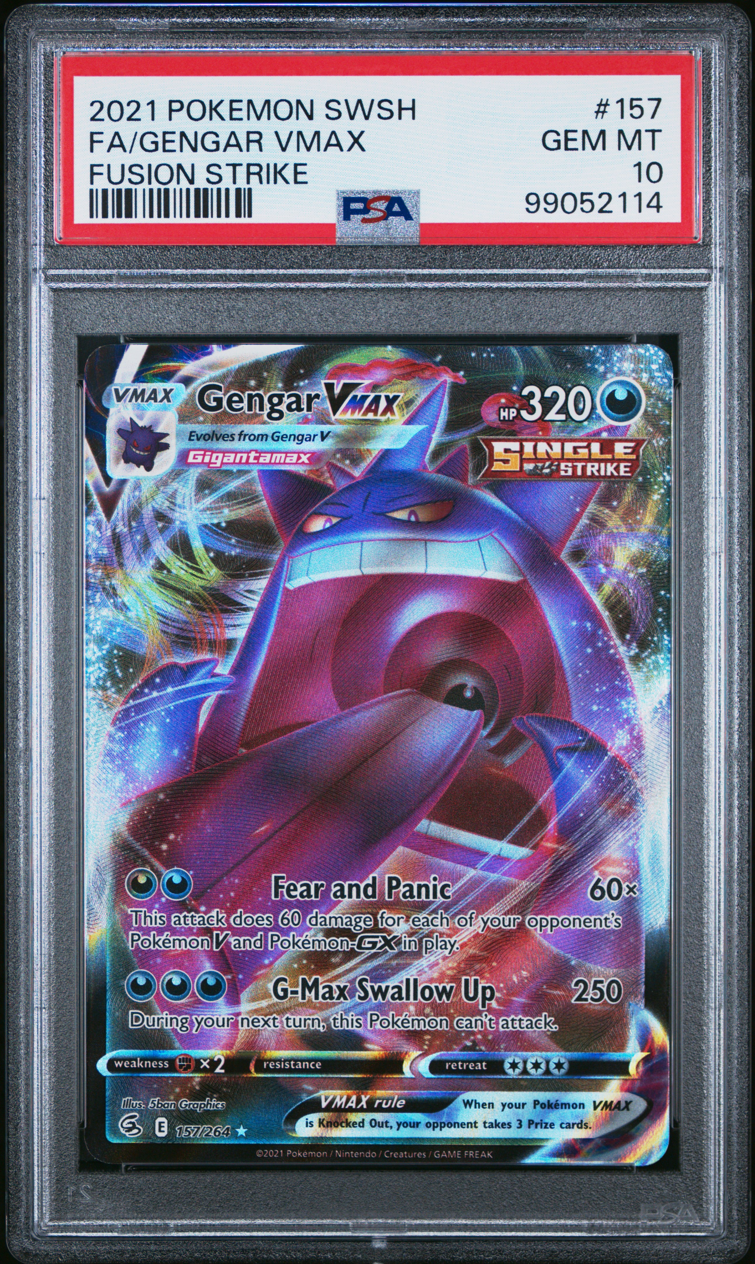 2021 Pokemon Sword & Shield Fusion Strike Fa/Gengar Vmax #157 (Fusion Strike) Gem Mt 10 front