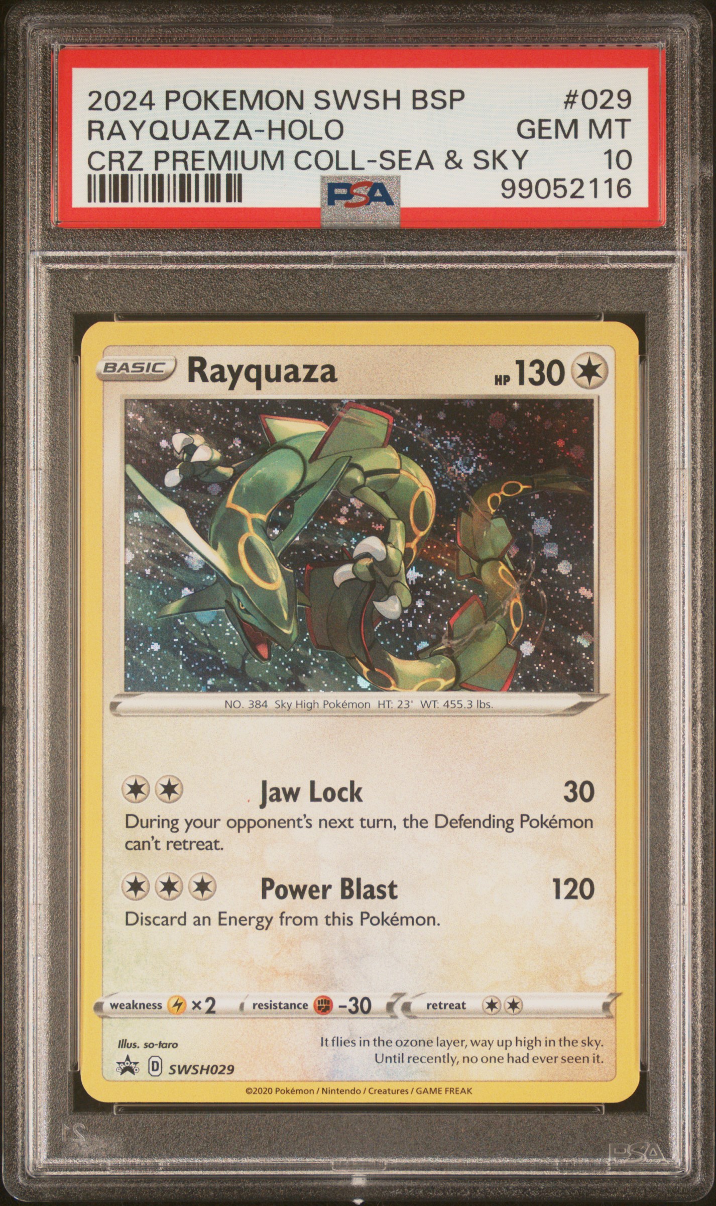 2024 Pokemon Swsh Black Star Promo Rayquaza-Holo #029 (Crz Premium Coll-Sea & Sky) Gem Mt 10 front