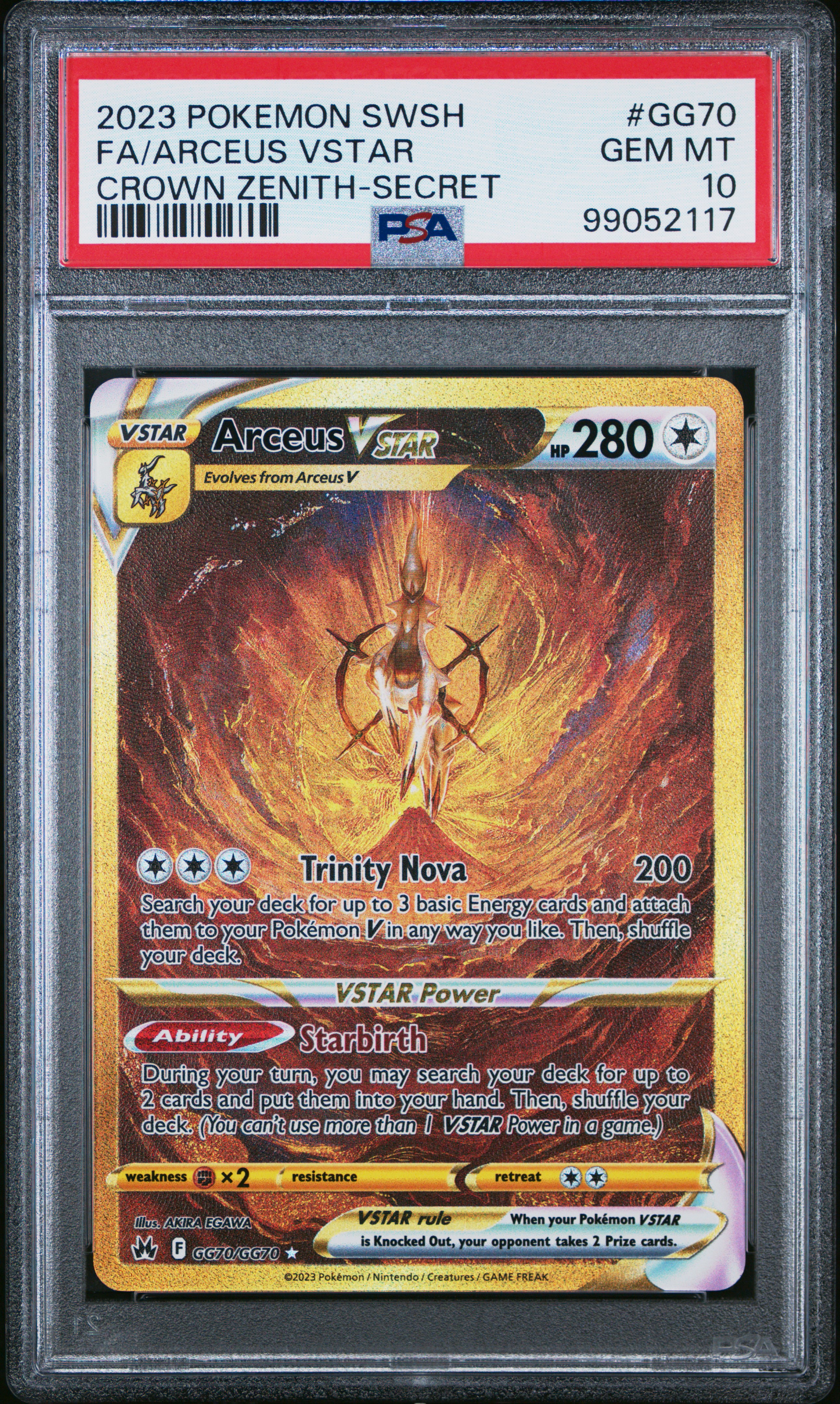 2023 Pokemon Sword And Shield Crown Zenith Fa/Arceus Vstar #Gg70 (Crown Zenith-Secret) Gem Mt 10 front