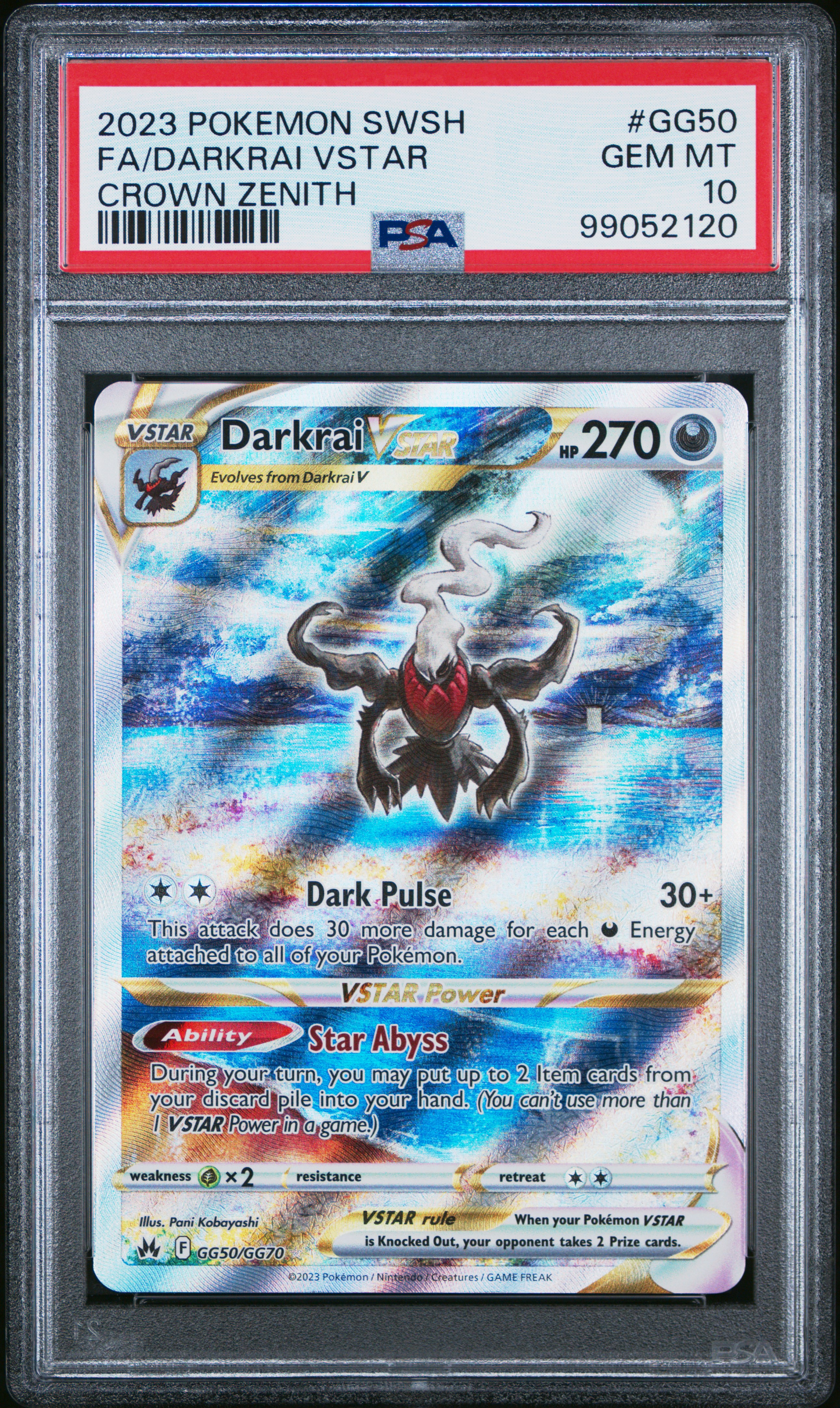 2023 Pokemon Sword And Shield Crown Zenith Fa/Darkrai Vstar #Gg50 (Crown Zenith) Gem Mt 10 front
