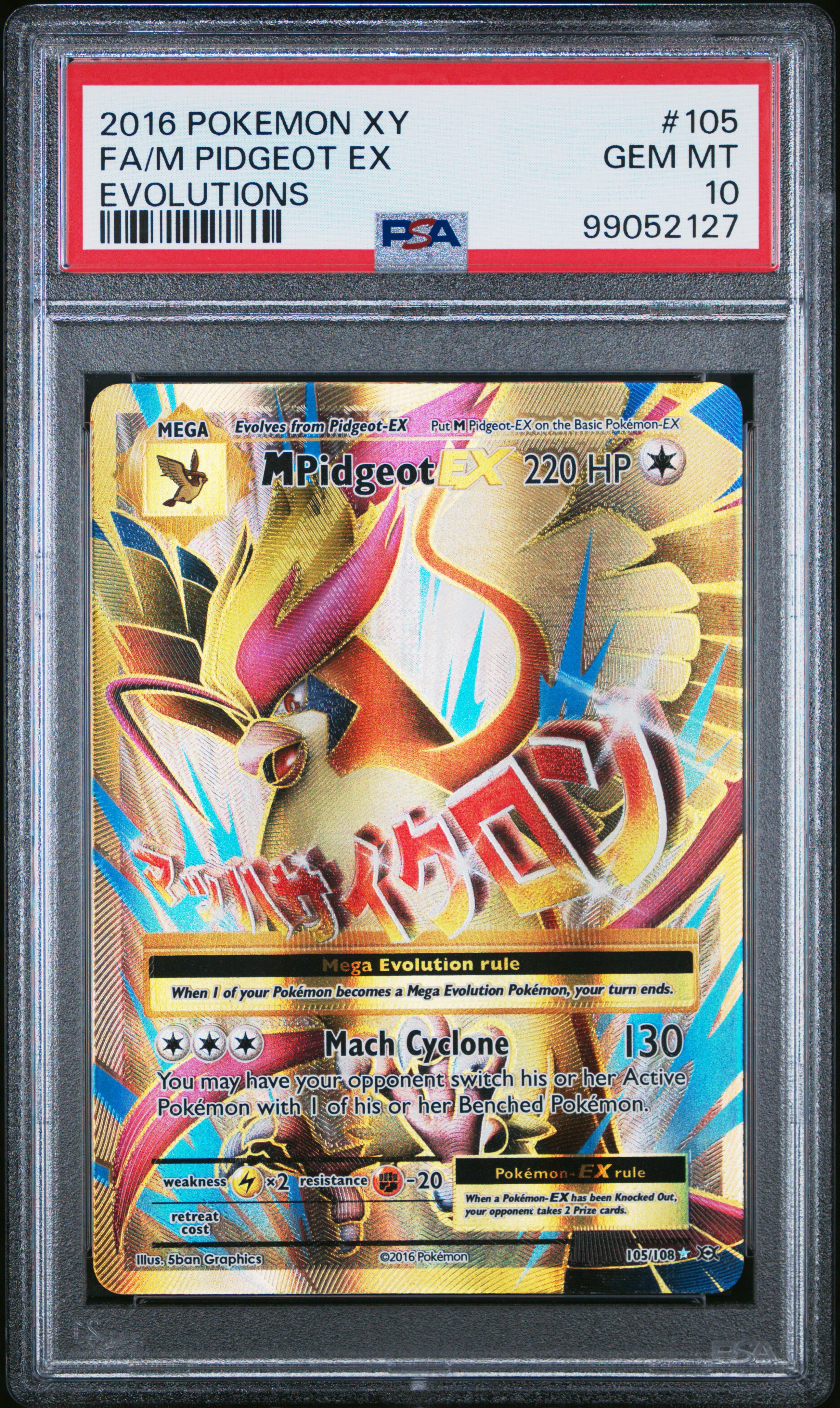 2016 Pokemon Xy Evolutions Fa/M Pidgeot Ex #105 (Evolutions) Gem Mt 10 front