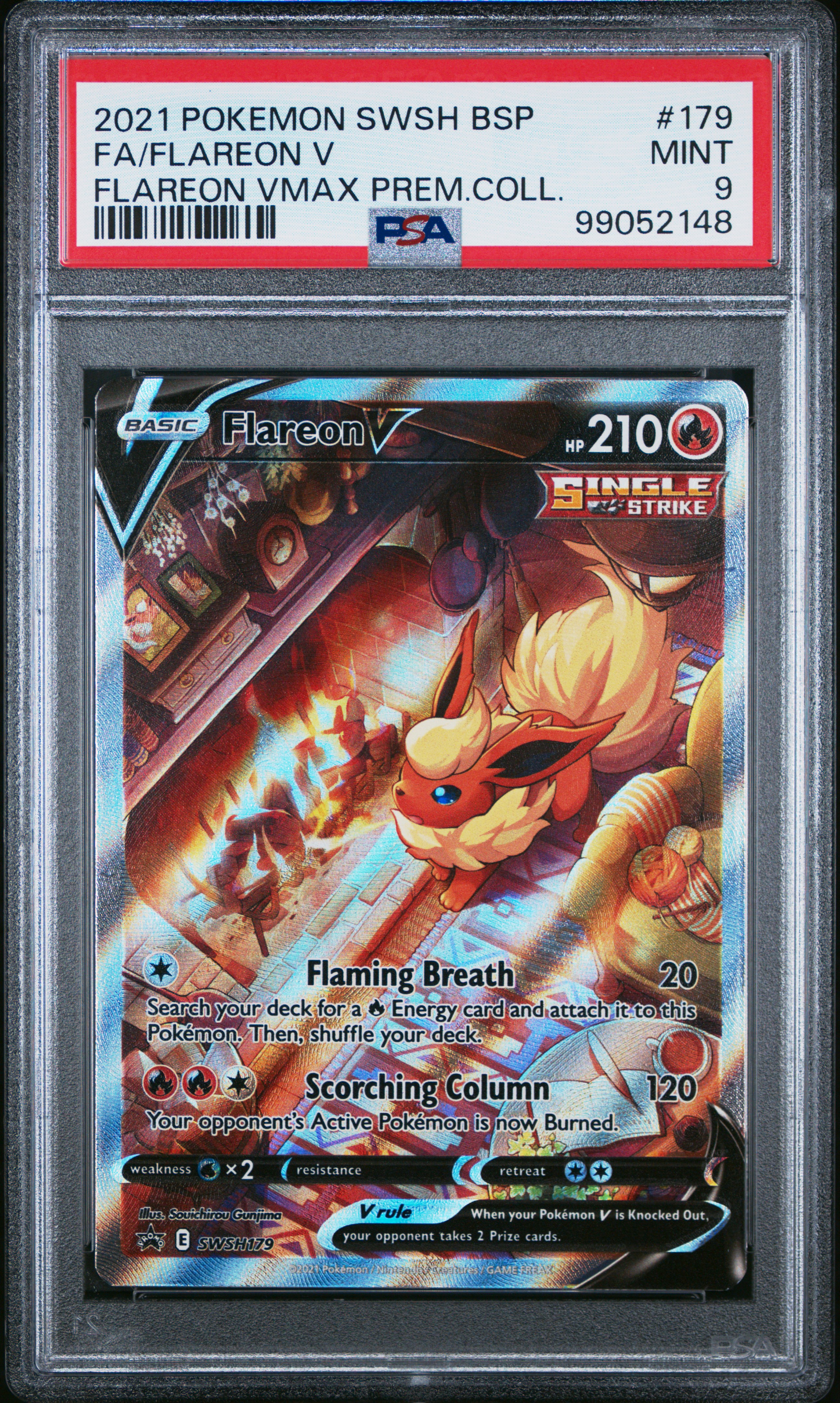 2021 Pokemon Swsh Black Star Promo Fa/Flareon V #179 (Flareon Vmax Prem.coll.) Mint 9 front