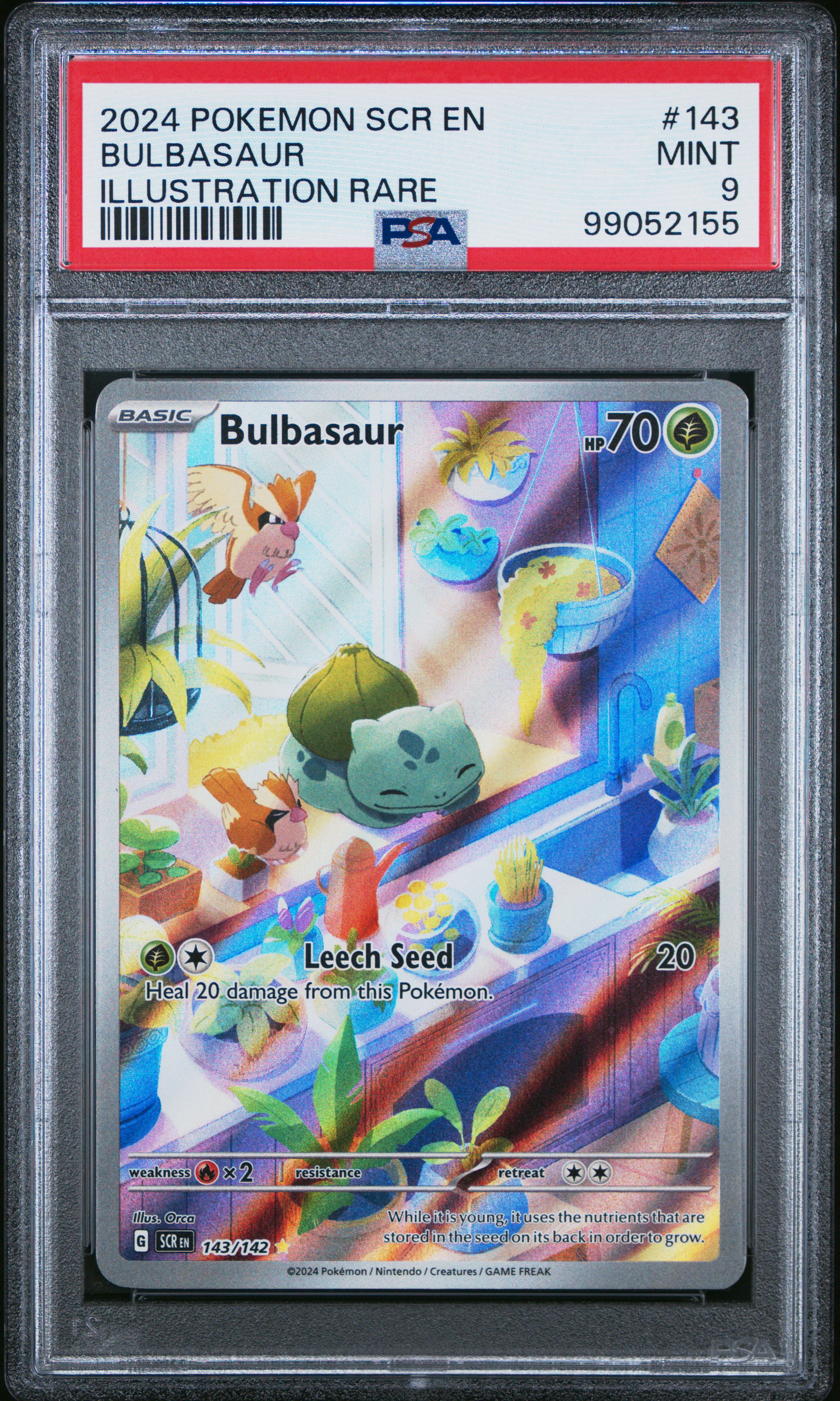 2024 Pokemon Scr En-Stellar Crown Bulbasaur #143 (Illustration Rare) Mint 9 front