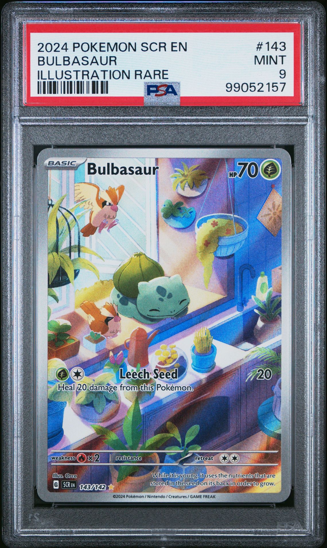 2024 Pokemon Scr En-Stellar Crown Bulbasaur #143 (Illustration Rare) Mint 9 front