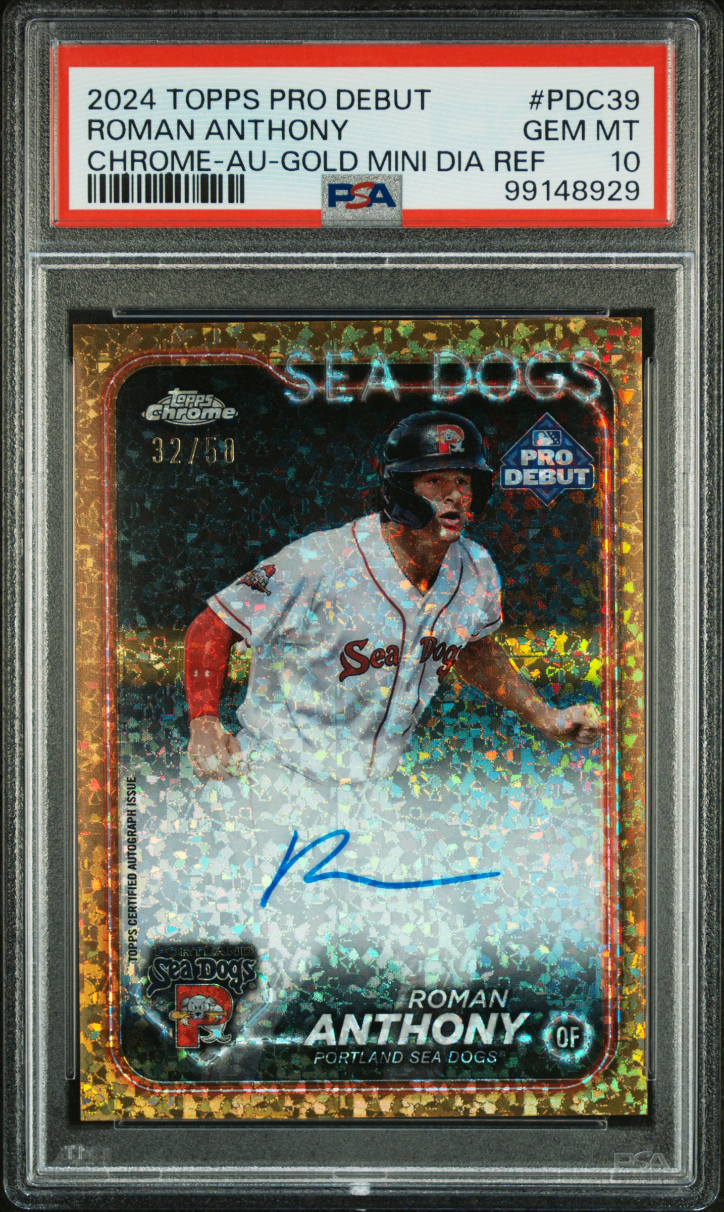 2024 Topps Pro Debut Roman Anthony #Pdc39 (Chrome-Au-Gold Mini Dia Ref) Gem Mt 10 front