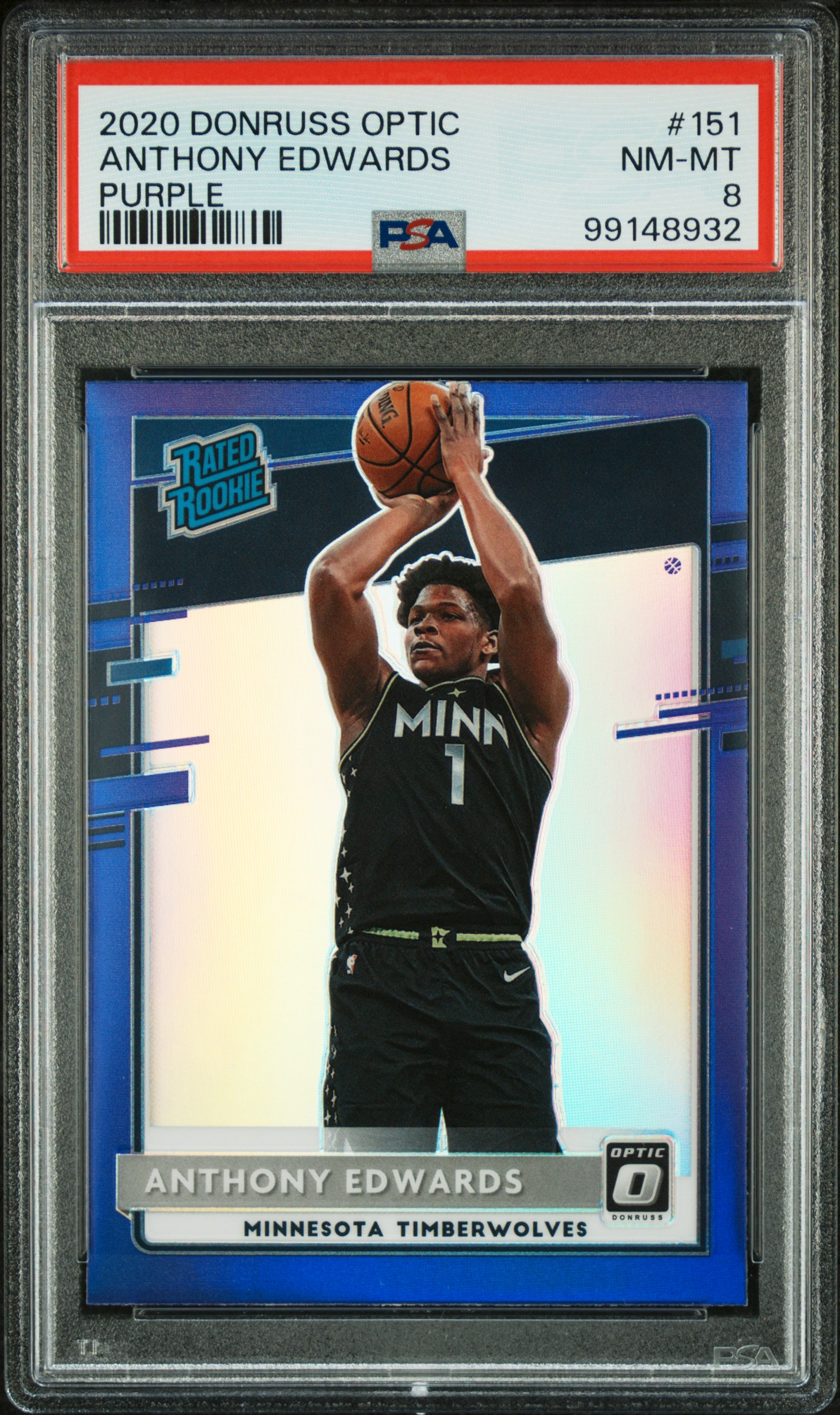 2020 Panini Donruss Optic Anthony Edwards #151 (Purple) Nm-Mt 8 front