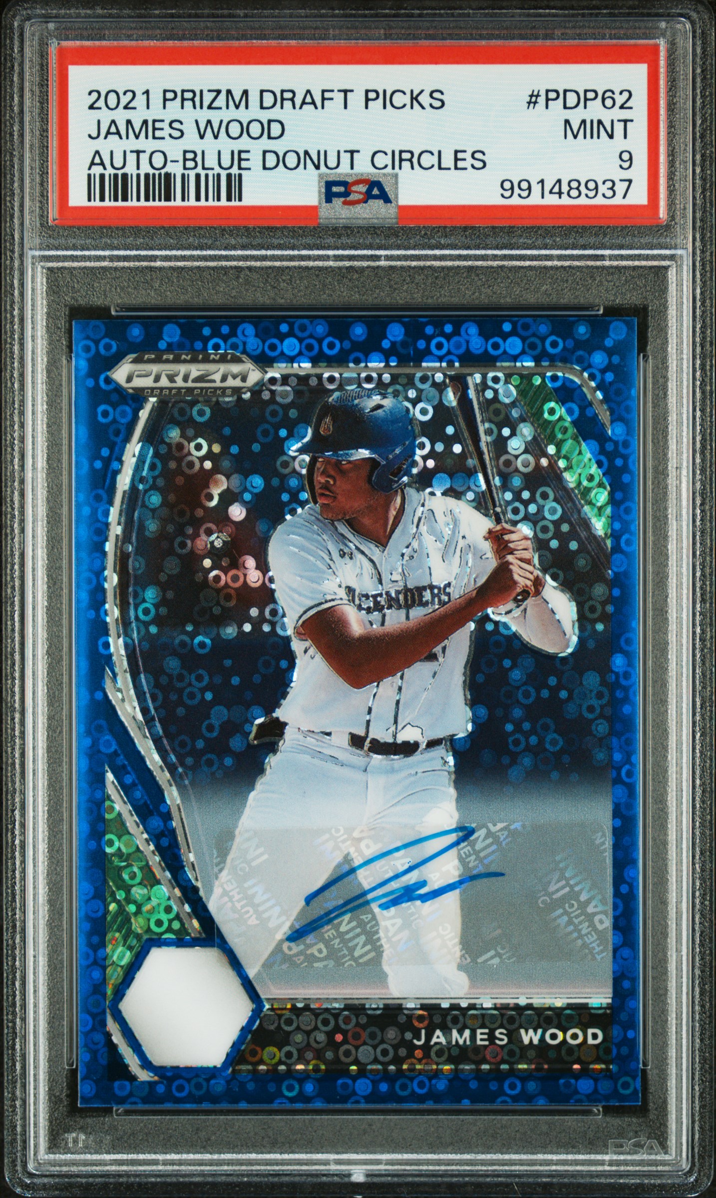 2021 Panini Prizm Draft Picks James Wood #Pdp62 (Auto-Blue Donut Circles) Mint 9 front
