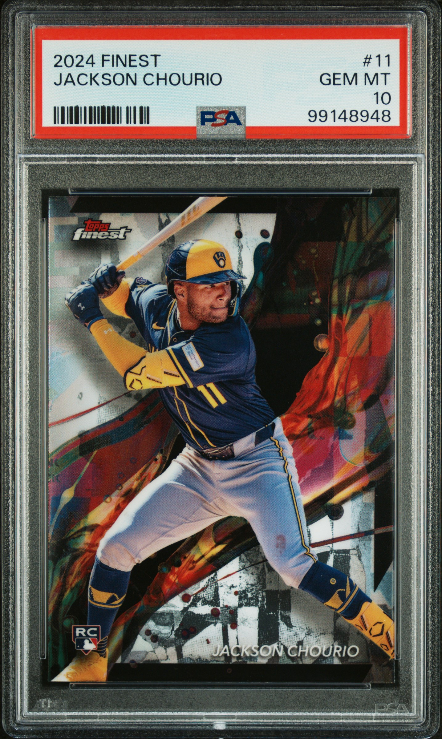 2024 Topps Finest Jackson Chourio #11 Gem Mt 10 front