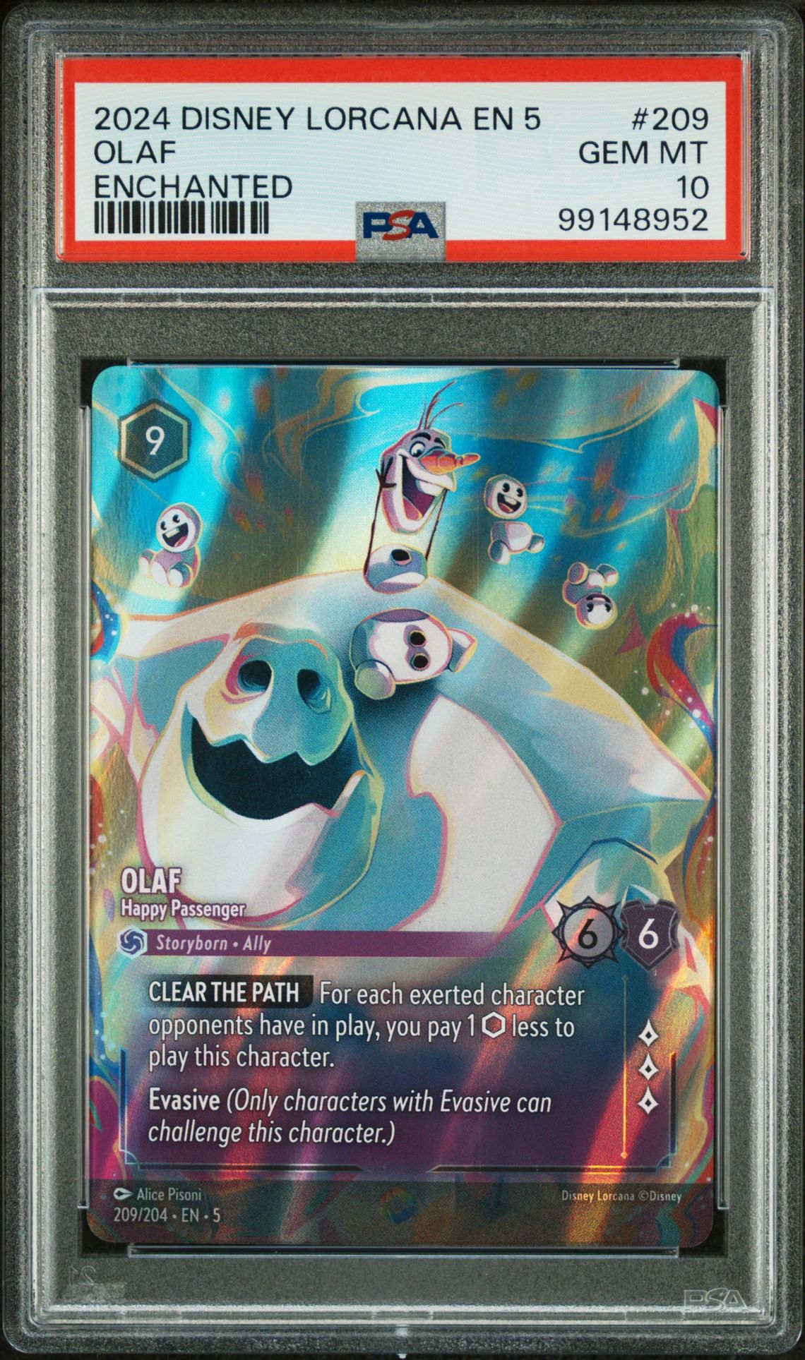 2024 Lorcana DISNEY LORCANA EN 5-SHIMMERING SKIES ENCHANTED #209 Olaf front