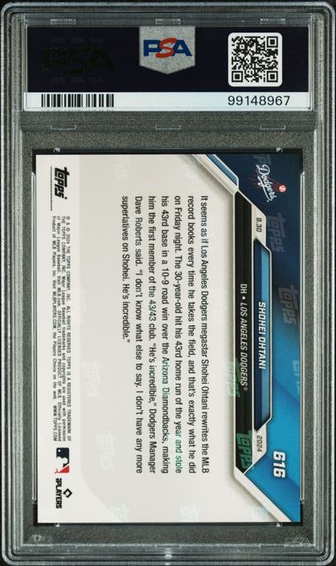 2024 Topps Now Shohei Ohtani #616 Gem Mt 10 back