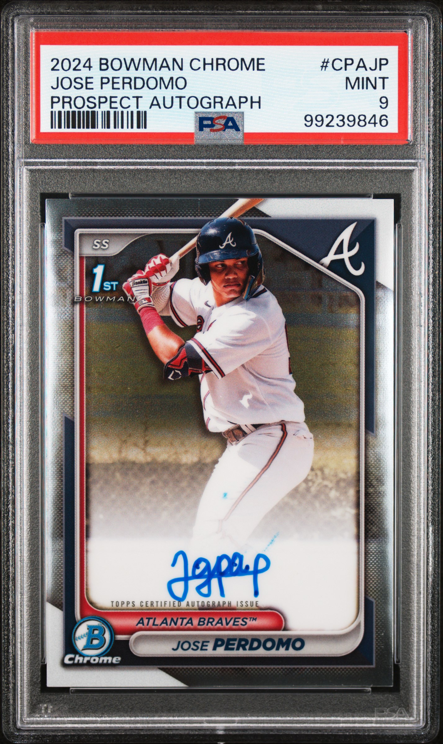 2024 Bowman Chrome Prospect Autographs Jose Perdomo #Cpajp (Prospect Autograph) Mint 9 front