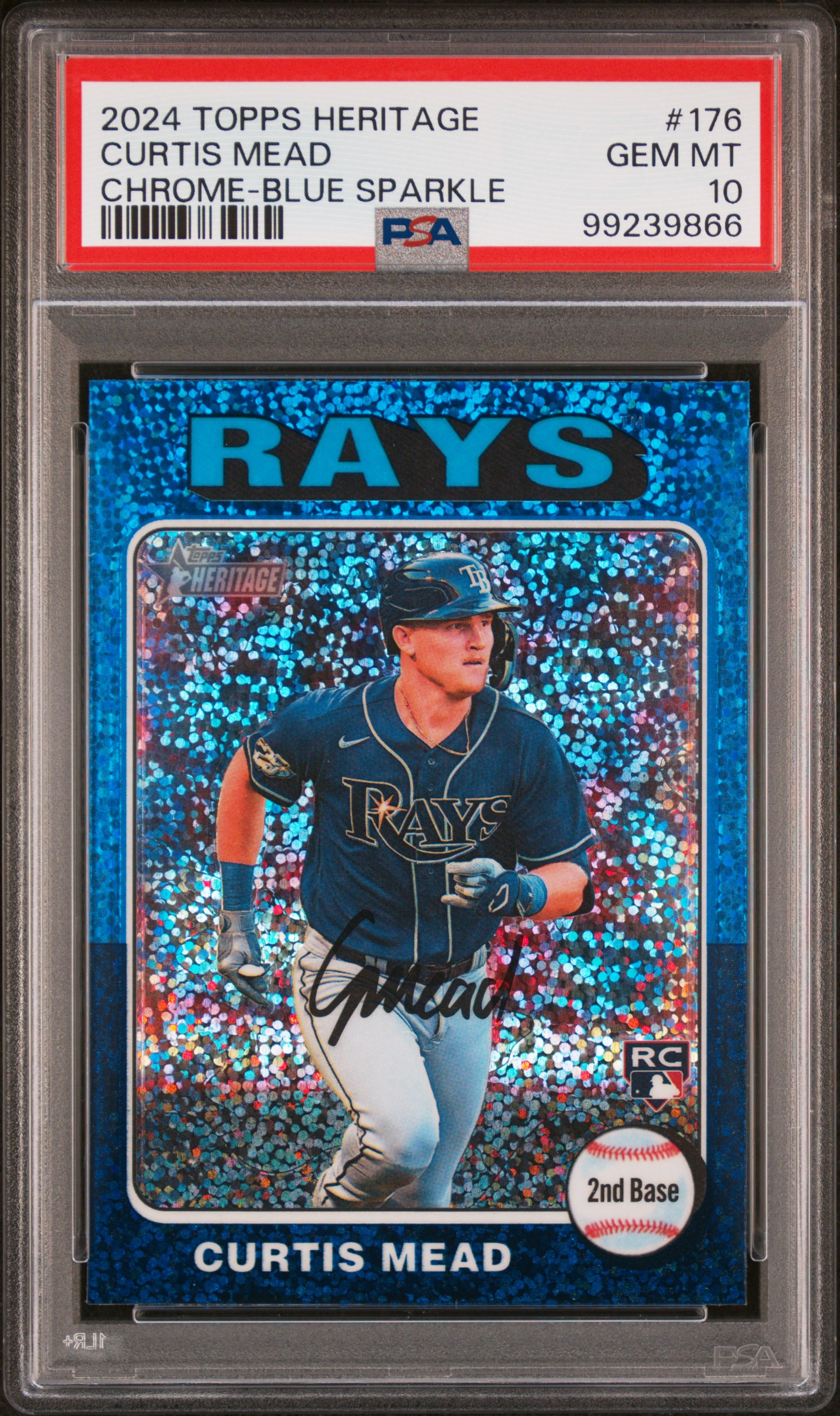 2024 Topps Heritage Curtis Mead #176 (Chrome-Blue Sparkle) Gem Mt 10 front