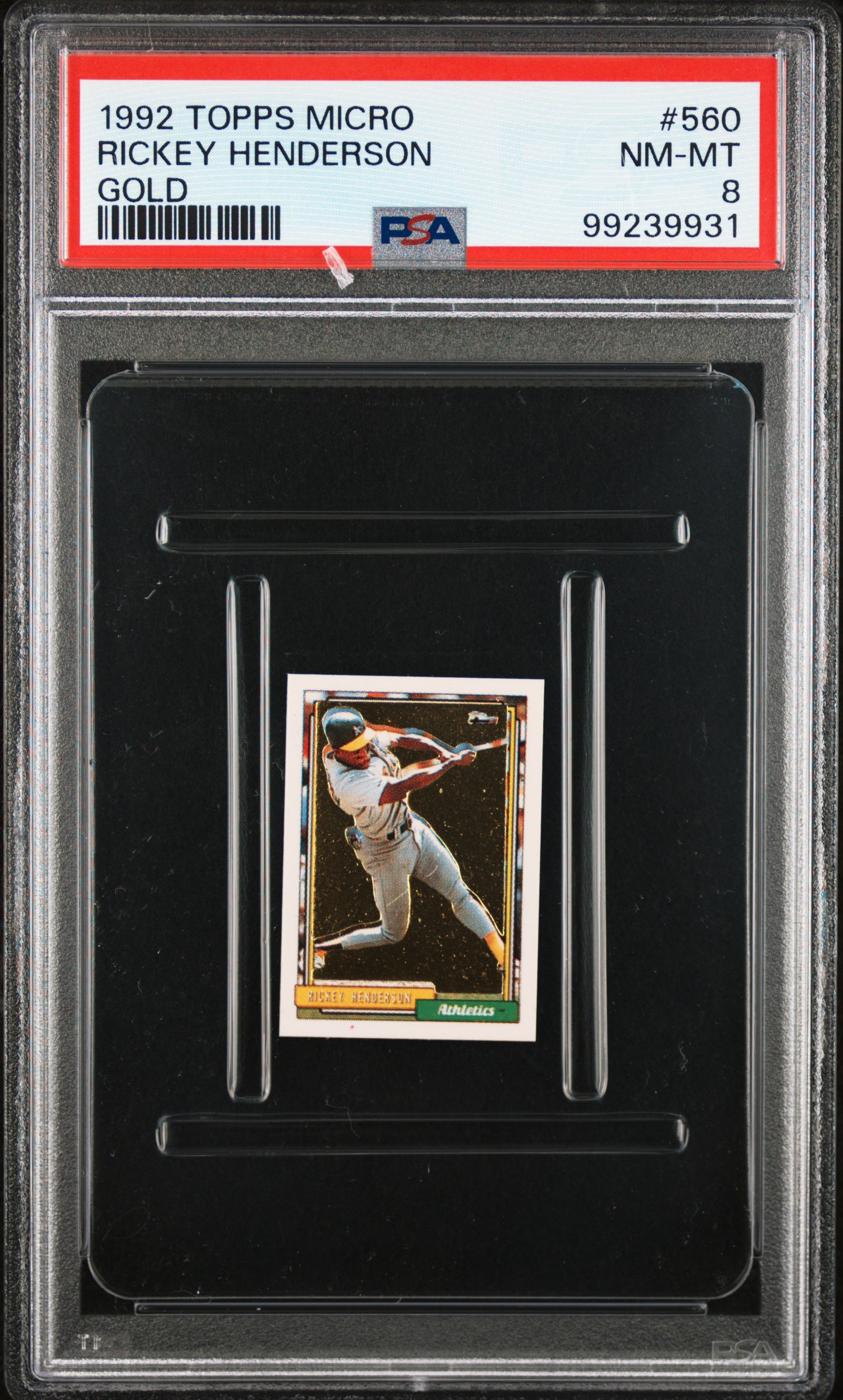 1992 Topps Micro Rickey Henderson #560 (Gold) Nm-Mt 8 front